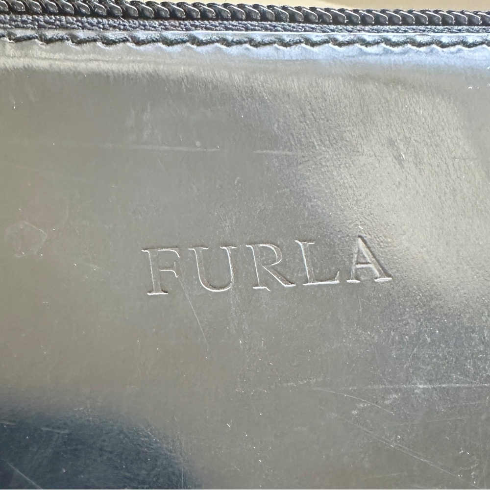 FURLA black patent leather and lambswool shoulder bag EUC - Picture 12 of 16